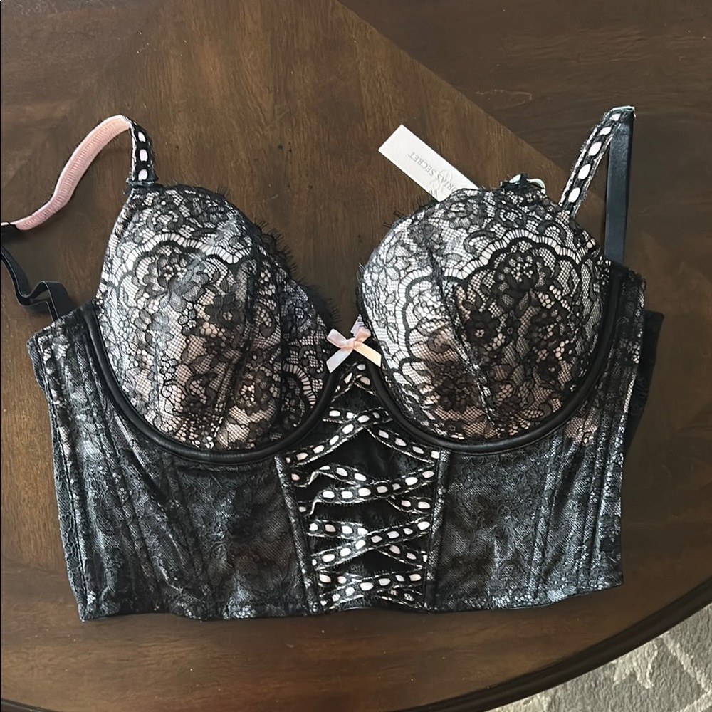 Lace Black and Pink Bustier Size S DD